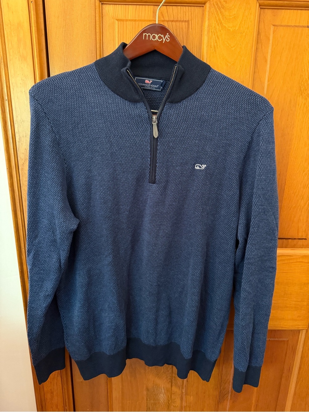 Vineyard Vines Men's Navy Half-Zip Textured Sweater